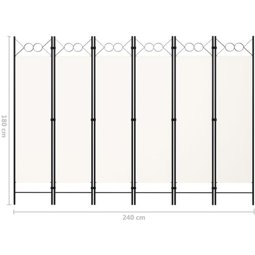 Sobna pregrada sa 6 panela krem-bijela 240 x 180 cm slika 6