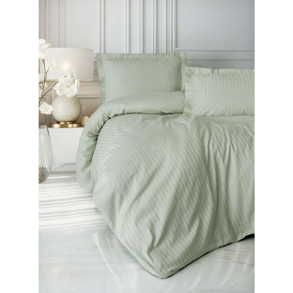 Stripe - Sage Satin Set za Prekrivanje Dvostrukog Kreveta slika 1