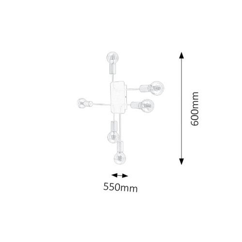 Rabalux Lanny plafonjera LED sa sijalicom,E27,6x15W, crna/zlatno Industrijska rasveta slika 4