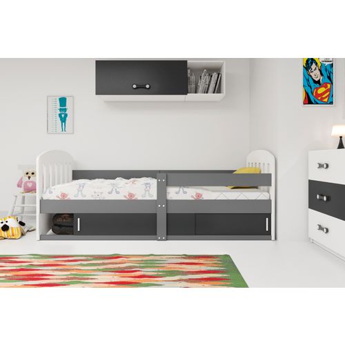 Drveni dječji krevet KLASIK s kliznom ladicom - 160x80cm - grafit - crni slika 3