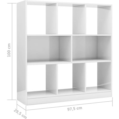 Ormarić za knjige visoki sjaj bijeli 97,5x29,5x100 cm iverica slika 25