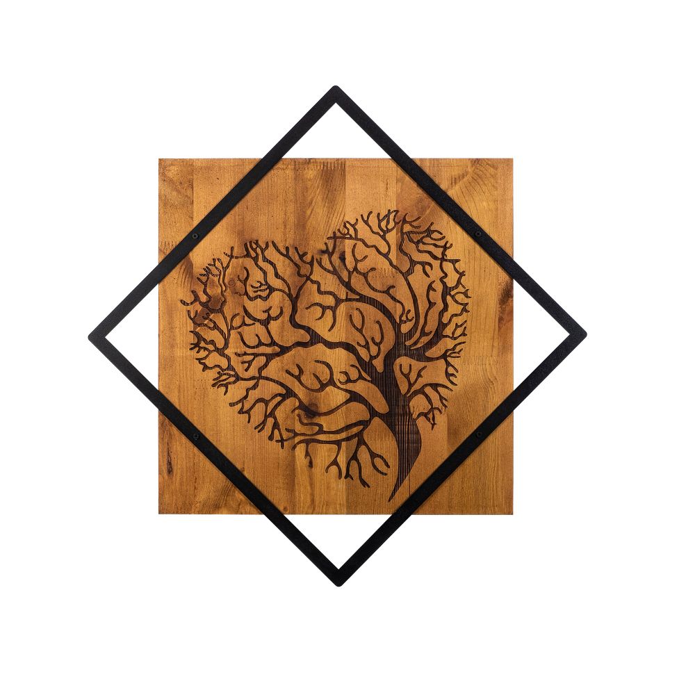 Tree 2 Walnut - Crni Dekorativni Drveni Zidni Ukras slika 2