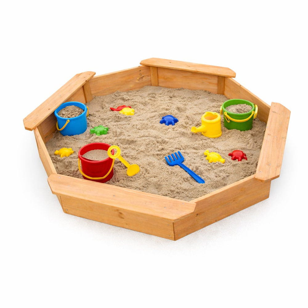 Kinder Home Drveni pješčanik sa sjedištima 134,5×134,5cm slika 1