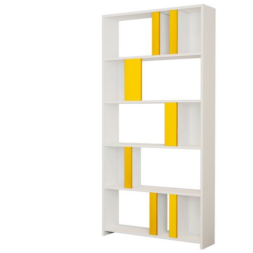 Woody Fashion Polica za knjige, Lima - White, Yellow slika 4