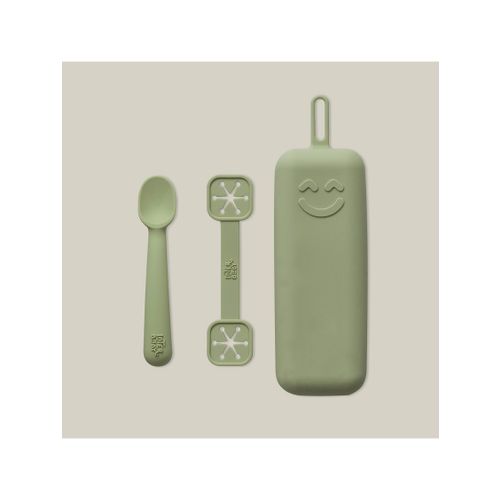 Interbaby set silikonskog pribora za jelo Olive Green slika 1