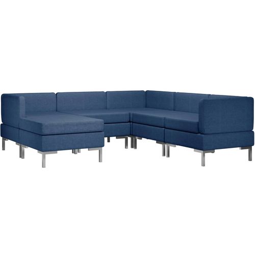 6-dijelni set sofa od tkanine plavi slika 56