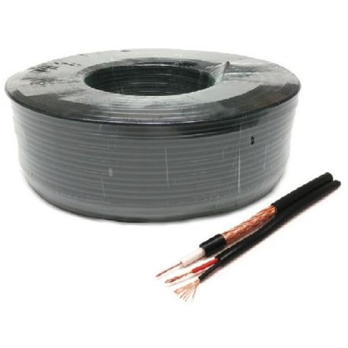 KABL-COAX-RG59+2X0.75 CCA/PVC/100M Koaksialni kabl sa napojnim kablom 2x0,75mm black 100m slika 1