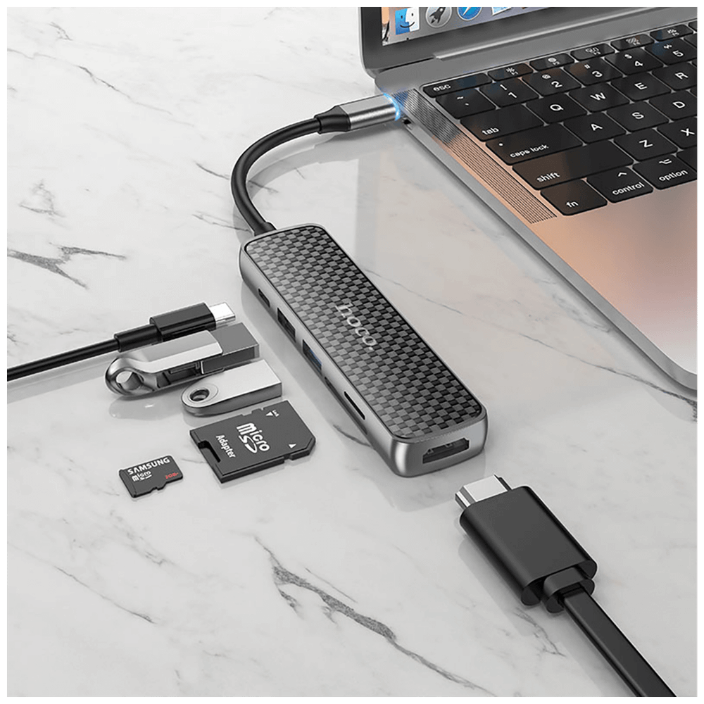hoco. Konverter USB HUB type C to HDMI/USB3.0/USB2.0/SD/ TF/PD - HB24 Easy display slika 6