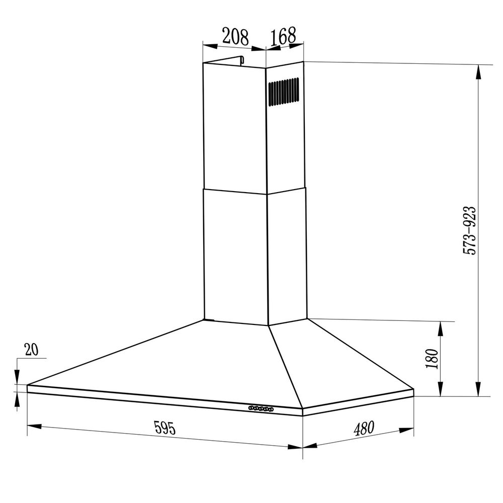 Berdsen BT-214 Kuhinjska napa s dimnjakom 60 cm, crna slika 5