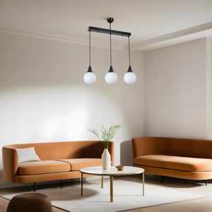 Afra 3 Lü Sıralı Siyah Beyaz Camlı Sarkıt Luster