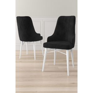 Neta - Crno-bijeli Set Stolica (4 Komada)