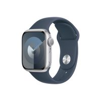 Apple Watch S9 GPS 41mm Silver Alu Case w Storm Blue Sport Band - M/L ( mr913se/a)