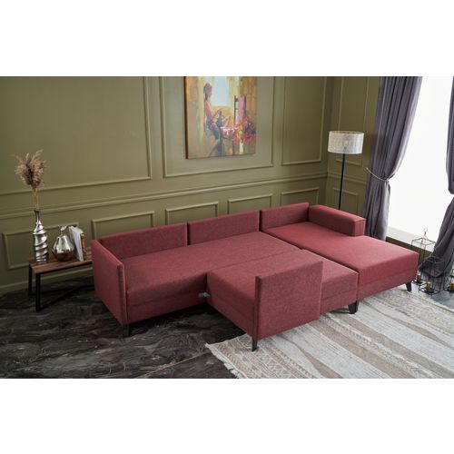 Atelier Del Sofa Kutna garnitura na razvlačenje, Bordo crvena, Efsun - Claret Red slika 6