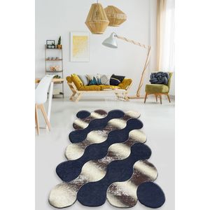 TANKA Staza Circle - Gold GoldDark BlueBeige Carpet (80 x 150)