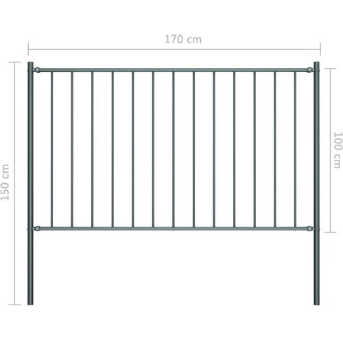 Panel za ogradu sa stupovima čelični 1,7 x 1 m antracit slika 8