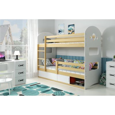 Drveni dječji krevet na kat Dominik s prostorom za pohranu- svijetlo drvo - bijeli - 190*80 cm
Moderan, kvalitetan i funkcionalan drveni dječji krevet
