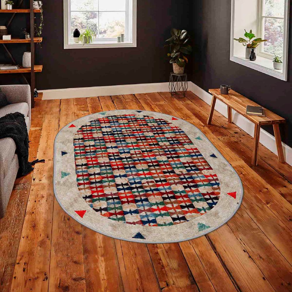 Elegantni Tepih WOOKECE275 u Bež, Zelenoj, Crvenoj i Crnoj Boji (80 x 150 cm) slika 1