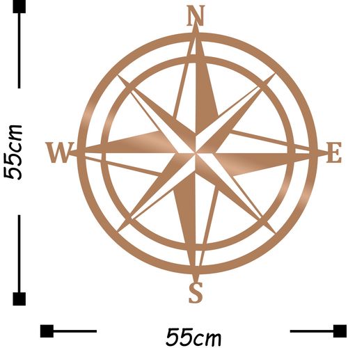 Wallity Metalna zidna dekoracija, Compass - Copper slika 3