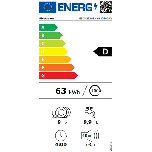 Electrolux ESG42310SX Mašina za pranje sudova, 9 kompleta, Širina 45 cm slika 3