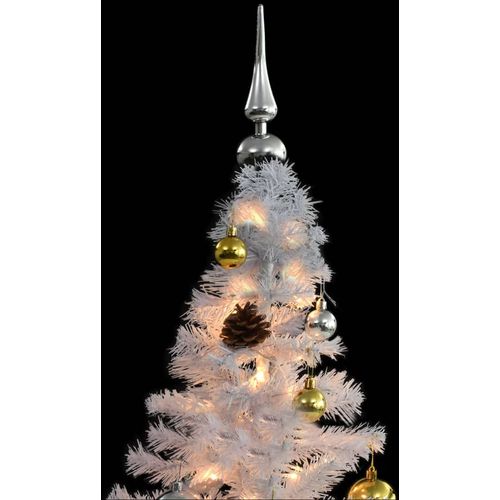 Umjetno božićno drvce s kuglicama i LED svjetlima bijelo 150 cm slika 14