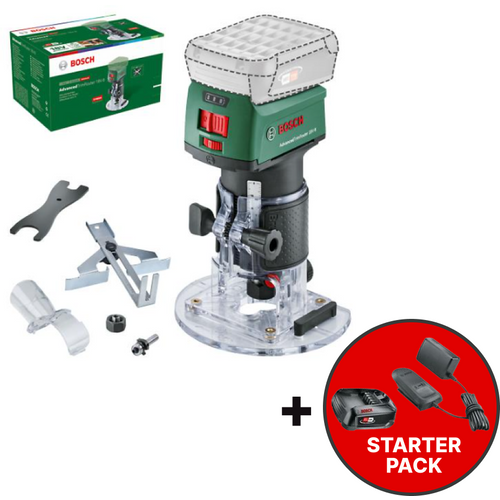 Bosch Glodalica akumulatorska vertikalna AdvancedTrimRouter 18V-8  + Starter Set 18V Alliance – baterija PBA 18V 2,5 Ah + punjač AL 18V-20 W slika 1