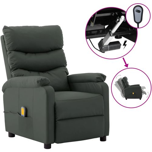 Električna masažna fotelja od umjetne kože siva slika 10