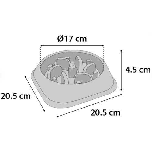 Posuda za hranjenje Slow Feeder Bobo1 - Okrugla, Siva, 500ml, fi 17cm slika 3