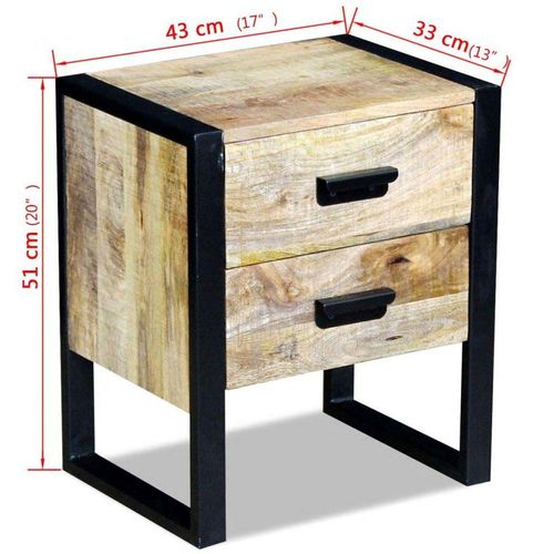 Bočni Stol sa 2 ladice Čvrsto Mango drvo 43x33x51 cm slika 2