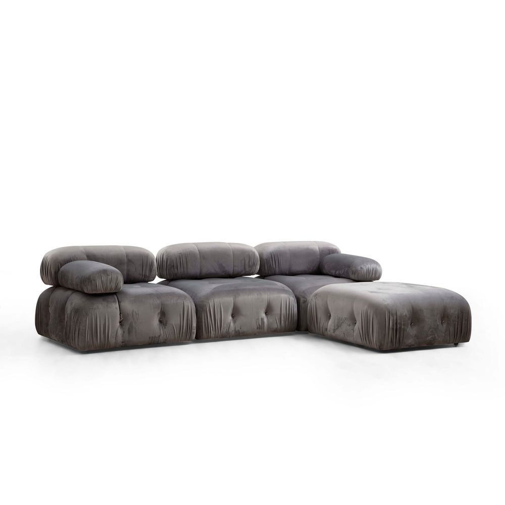 Ugaona Sofa 'Bubble Corner' (L1-O1-1R -Puf) - Siva slika 2