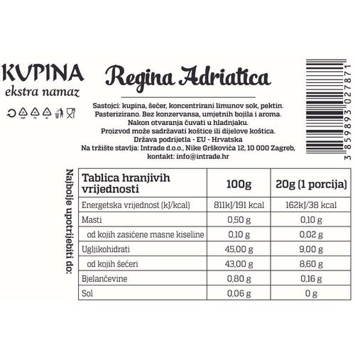 Regina Adriatica ekstra namaz od kupine 400 g slika 2