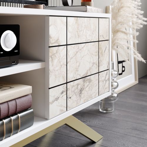 Woody Fashion Stalak za televizor, North - White, Gold slika 3