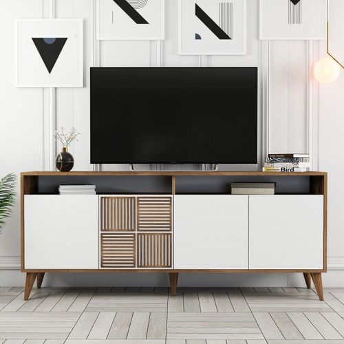 Woody Fashion Komoda MILAN WHITE, Milan - Walnut, White slika 5