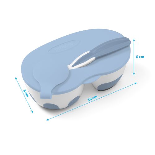 BabyOno Posuda s dva odjeljka i žlicom, pastelno plava slika 19