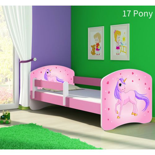 Dječji krevet ACMA s motivom, bočna roza 140x70 cm 17-pony slika 1