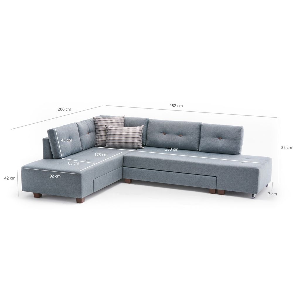 Manama Ugaona Sofa na Razvlačenje Lijeva - Svijetloplava slika 7