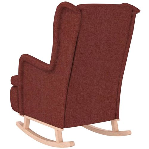 Fotelja s nogama za ljuljanje od kaučukovca boja vina tkanina slika 5