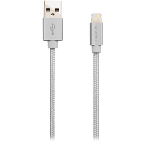 CANYON MFI-3 Charge &amp; Sync MFI braided cable with metalic shell, USB to lightning, certified by Apple, cable length 1m, OD2.8mm, Pearl White