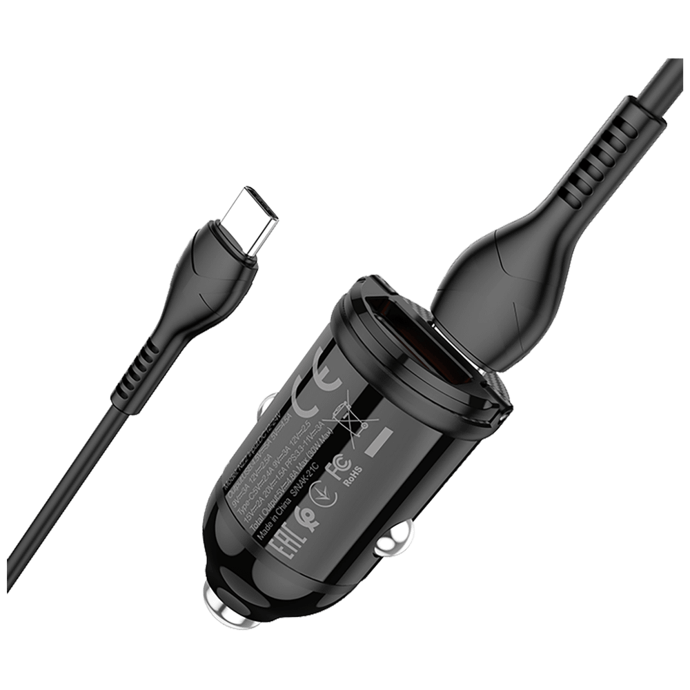 hoco. Auto punjač sa type C kabelom, PD + QC3.0, 2 x USB, 4.8 A - NZ2 Link, type C, Black slika 4