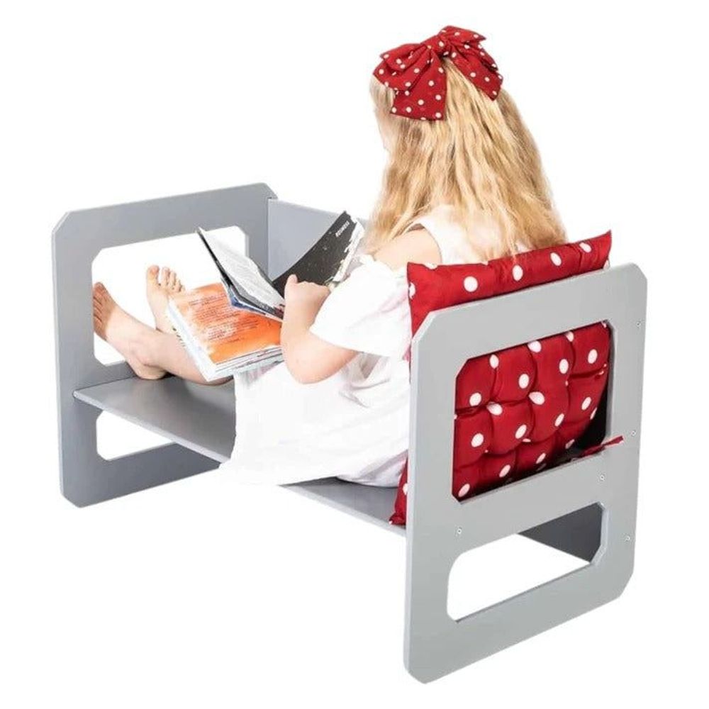 Kinder Home Multifunkcionalni dječiji sto i stolica Montessori, Bijeli/Sivi slika 15