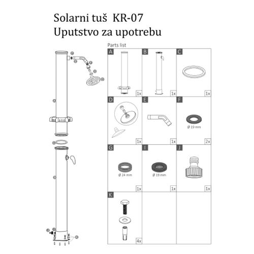 Solarni tuš 20 L sa slavinom KR-07 slika 3