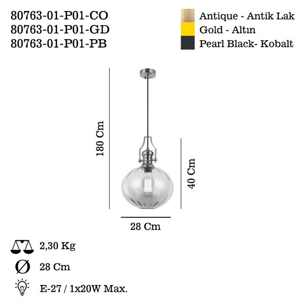 Luster Cueva – P01-GD – zlatna boja slika 3
