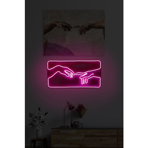 Wallity Ukrasna plastična LED rasvjeta, Creation of Adam - Pink slika 1