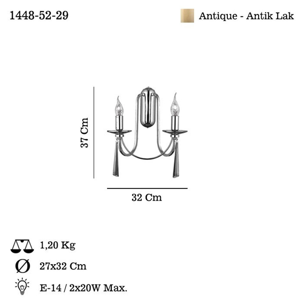 Zidna Lampa Kontes - 52-29, boje: Antikacija slika 3