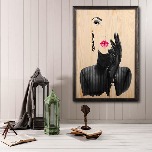Wallity Drvena uokvirena slika, Woman Silhouette XL slika 1
