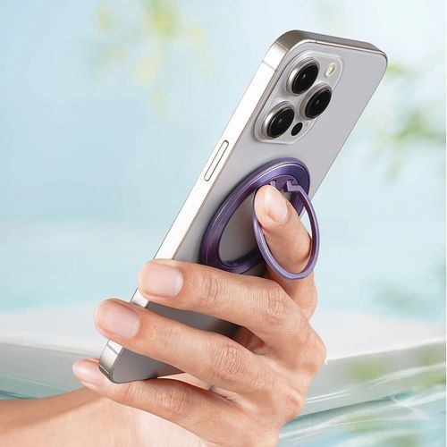 Techsuit – MagSafe telefonski prsten (MPR2) – Okrugli oblik- aluminijska legura – Srebrna/ružičasta slika 2