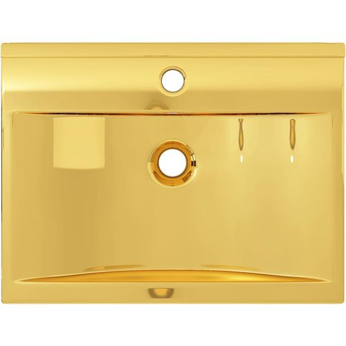 Umivaonik sa zaštitom od prelijevanja 60x46x16 cm keramički zlatni slika 24