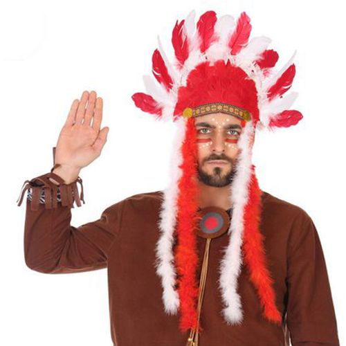 Pokrivalo za Glavu Indijanca 58297 Crvena Američki Indijanac slika 1