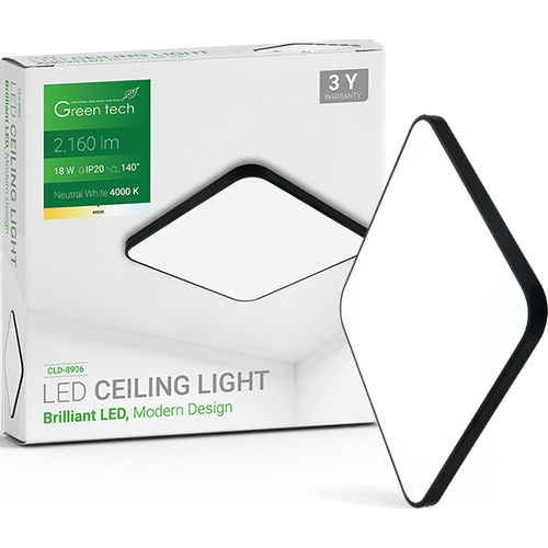 Green Tech LED plafonjera 24W, 4000K, 33x33cm slika 2