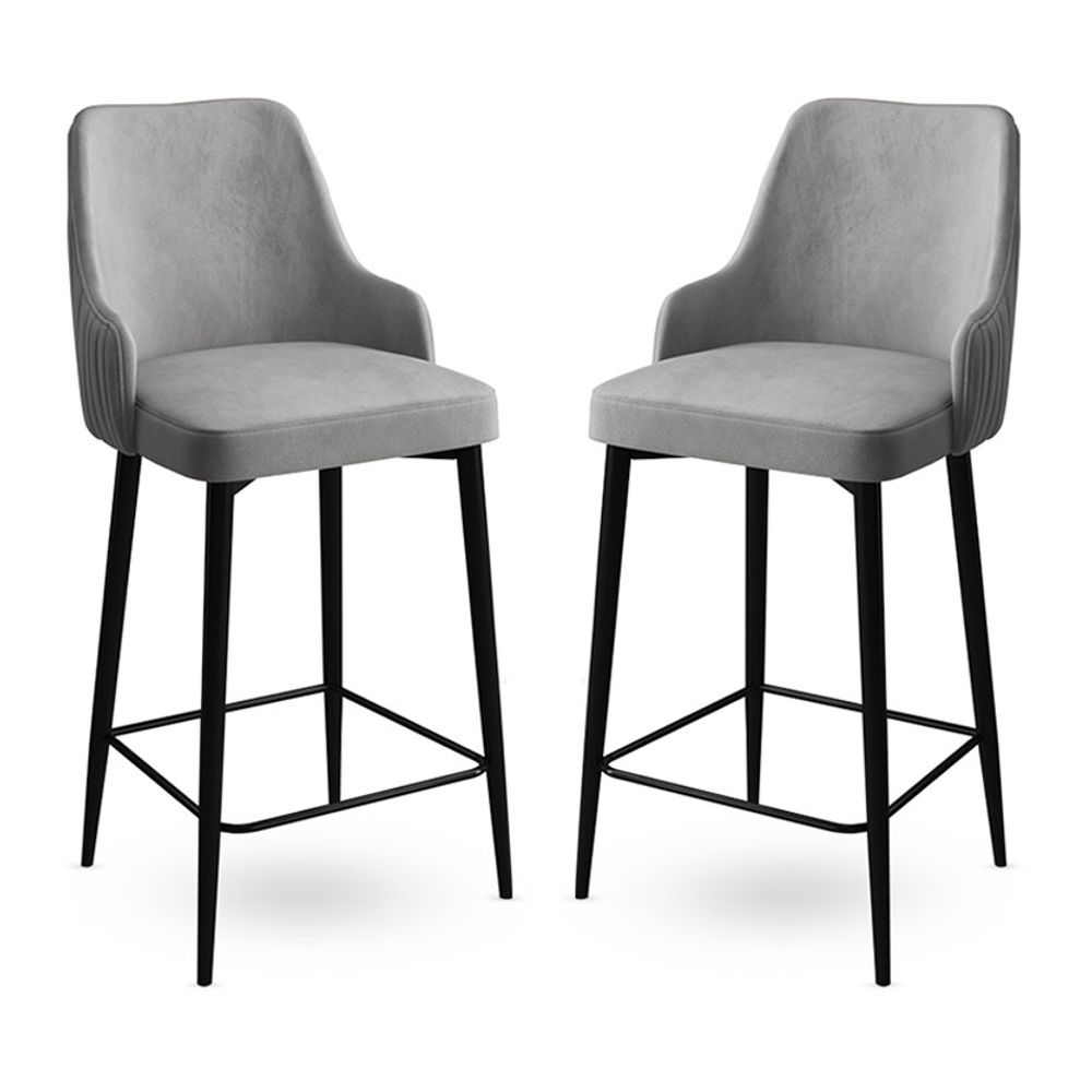 Set od 2 Bar Stolice Enox - Siva, Crno Siva slika 1