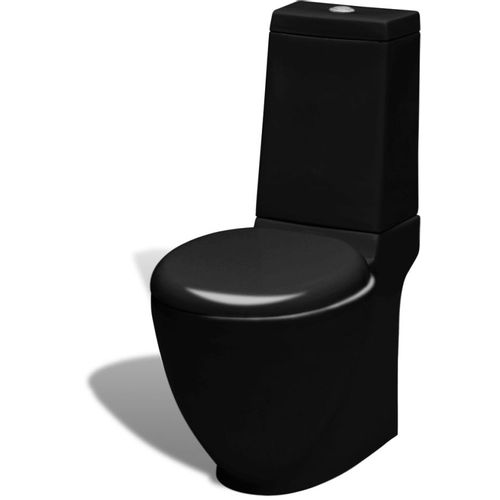 Keramička okrugla toaletna školjka s protokom vode crna slika 7